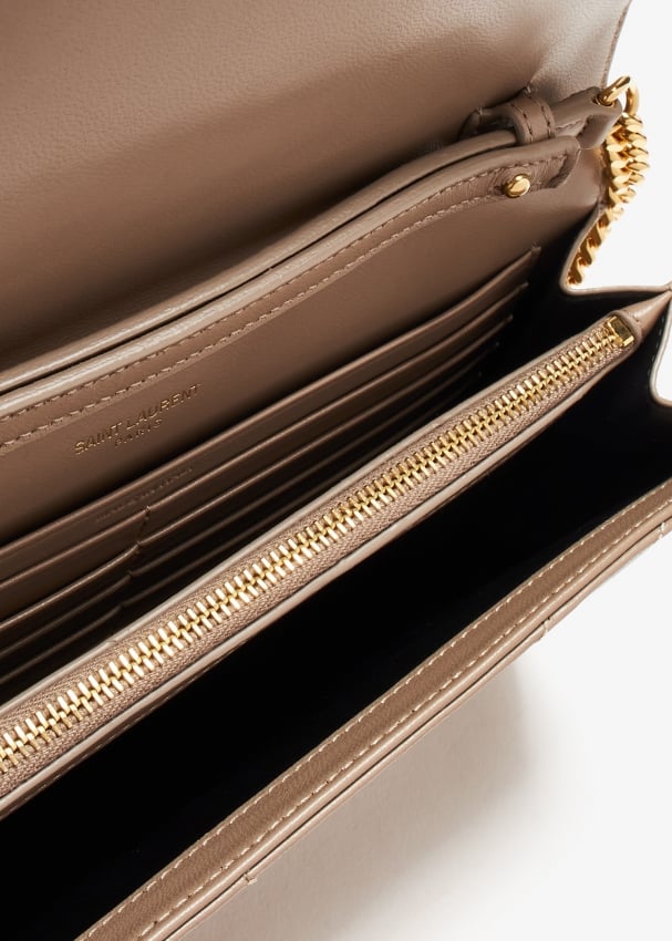 Saint Laurent Cassandre chain wallet for Women - Brown in UAE | Level Shoes