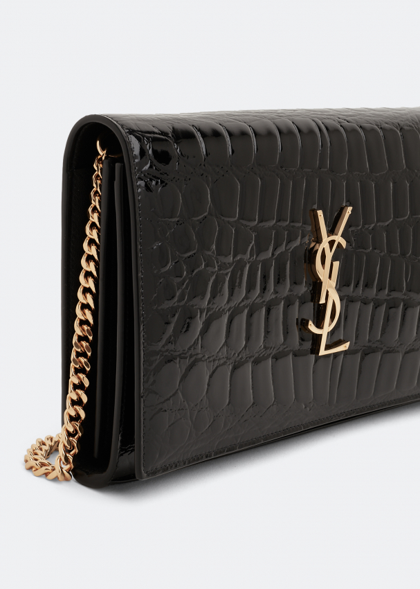 cassandre chain wallet in crocodile-embossed shiny leather