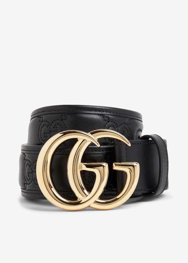Gucci GG Marmont Belt Calfskin Matelasse 95 38 Black Leather