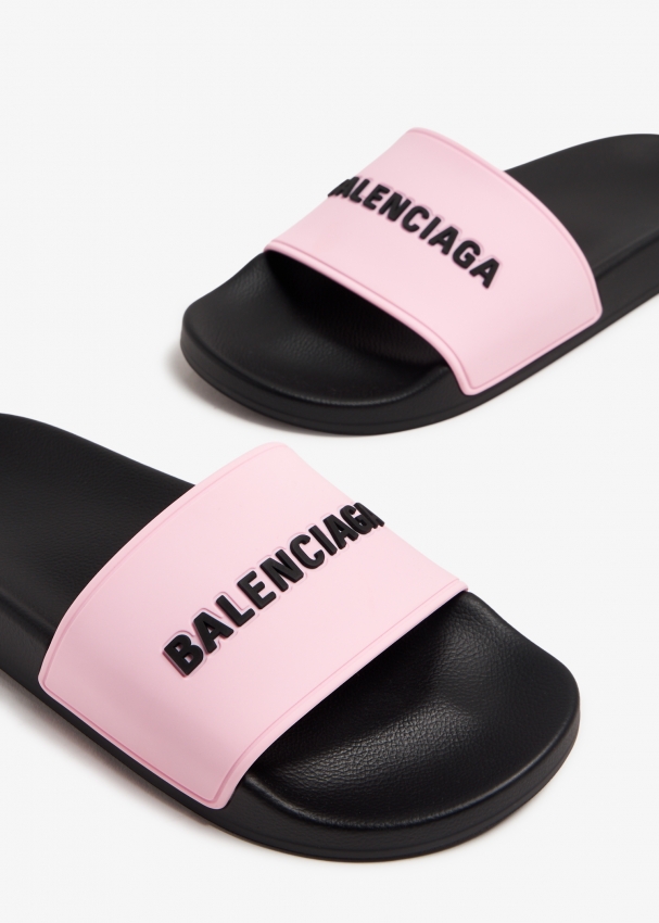 Pink balenciaga pool discount slides