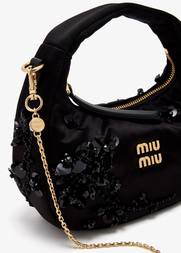 Miu Miu Wander embroidered duchesse mini bag for Women Black in KSA Level Shoes