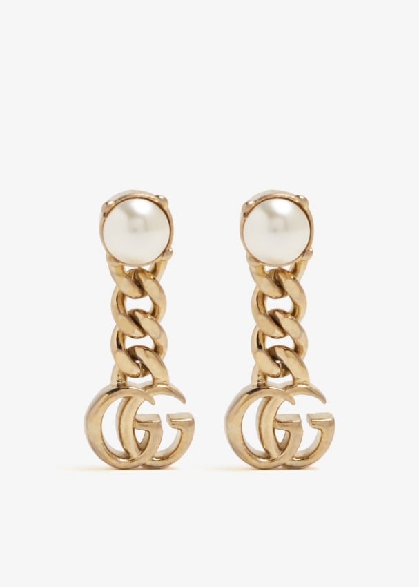 Double g pearl earrings sale