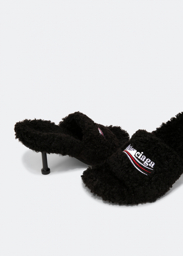 Balenciaga Furry sandals for Women Black in KSA Level Shoes