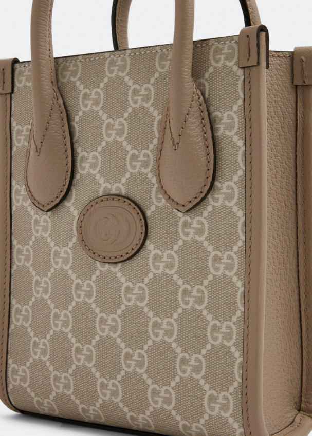 Mini tote bag with Interlocking G in GG Supreme
