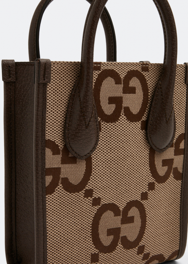 Brown Jumbo GG mini canvas and leather tote bag, Gucci