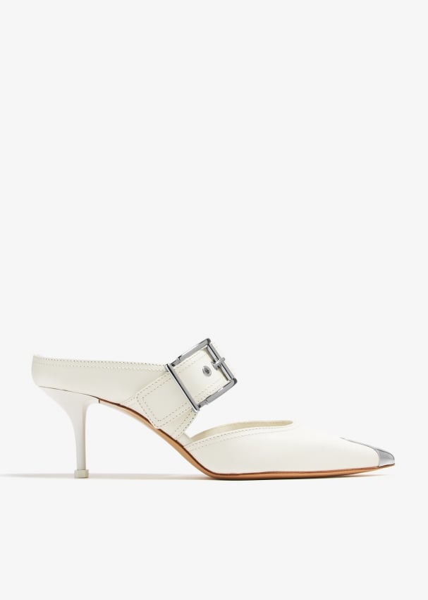 Alexander McQueen Punk buckle mules for Women - White in UAE | Level Shoes