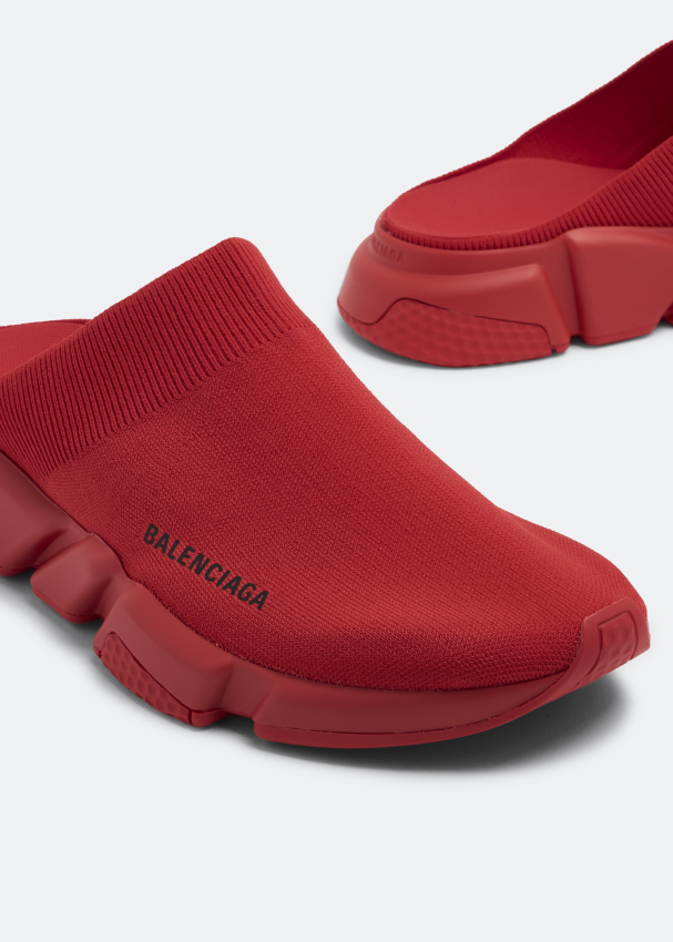 Balenciaga Red Knit Fabric Speed Trainer High Top Sneakers Size 38  Balenciaga