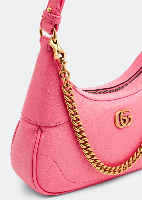 Gucci Pink Pebbled Leather Interlocking G Small Shoulder Bag