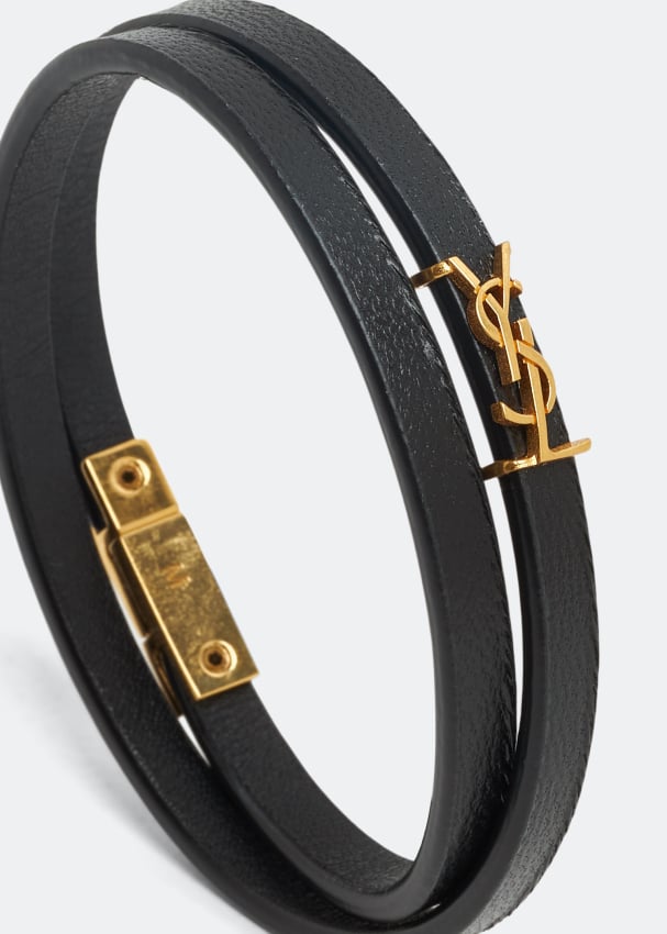 Yves Saint Laurent YSL Logo Leather Bracelet (Gold) | Rent Yves Saint  Laurent jewelry for $55/month - Join Switch