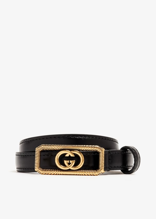 Gucci Interlocking G thin belt for Women Black in UAE Level Shoes