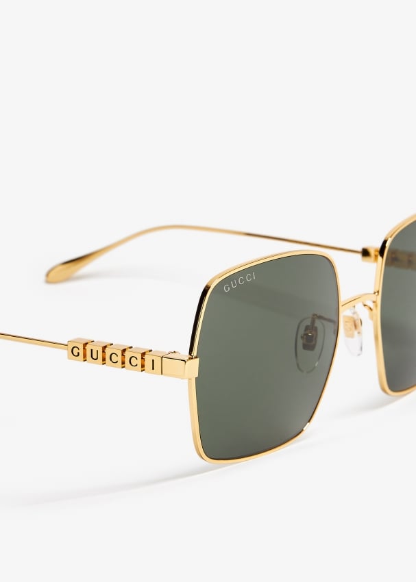 Gucci Square frame sunglasses for ADULT UNISEX Men Women Gold in UAE Level Shoes