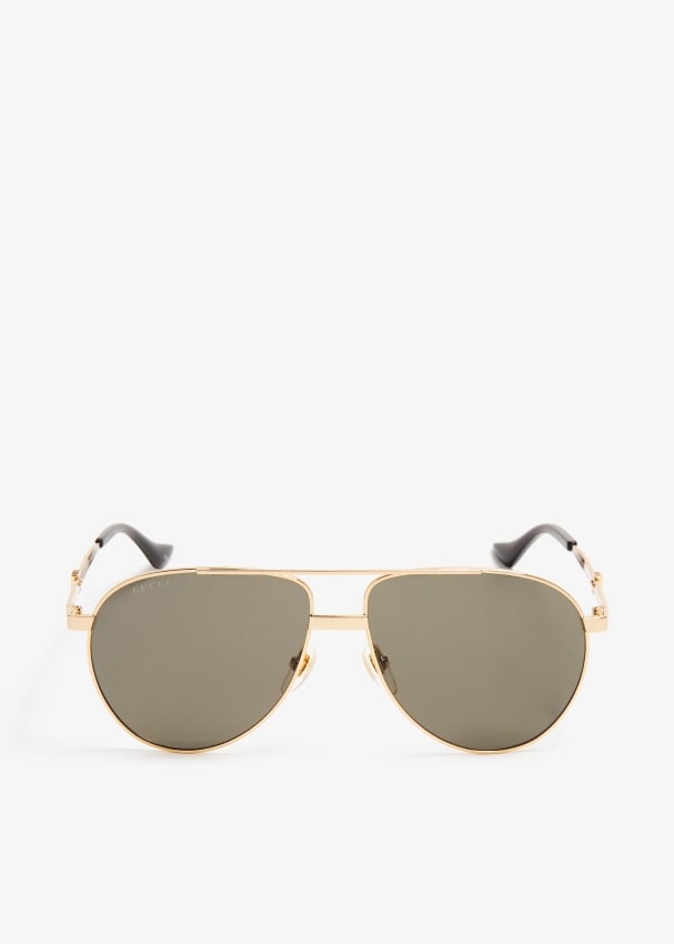 Gucci women's gold aviator sunglasses hotsell