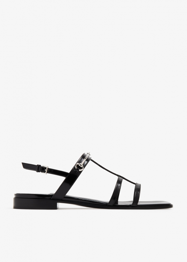 Gucci Slim Horsebit flat sandals for Women - Black in UAE | Level Shoes