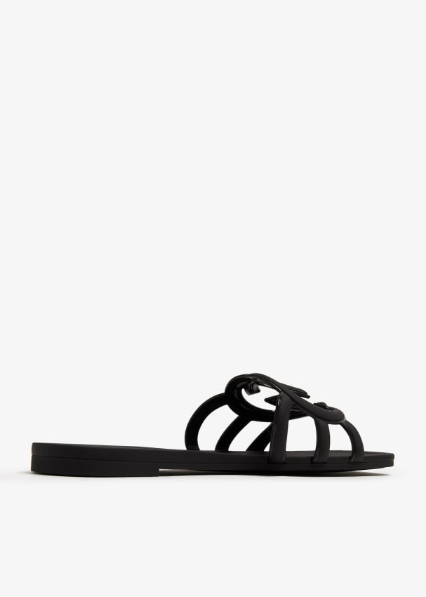 Gucci Interlocking G rubber slide sandals for Women - Black in UAE ...