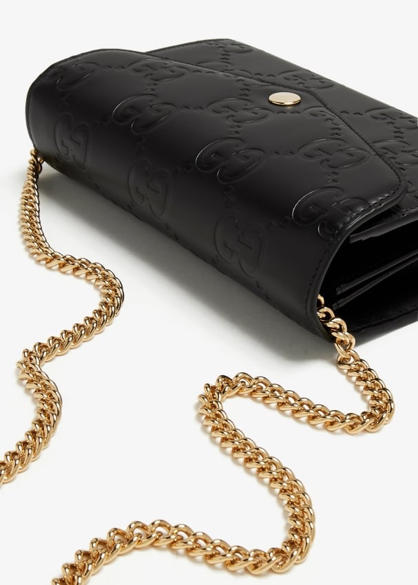 Gucci Leather chain wallet for Women Black in UAE Level Shoes