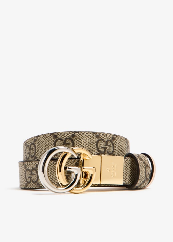 Gucci GG Marmont reversible slim belt for Women Beige in KSA Level Shoes