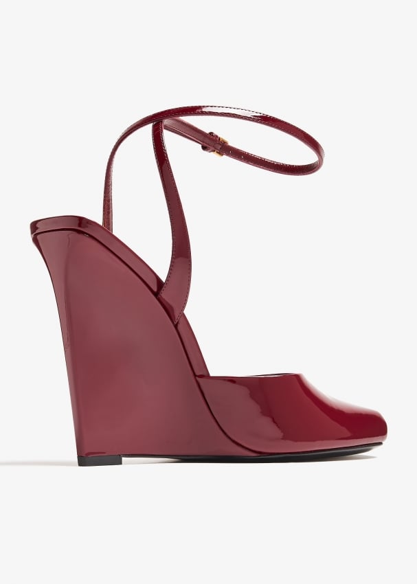 Burgundy wedge heels best sale