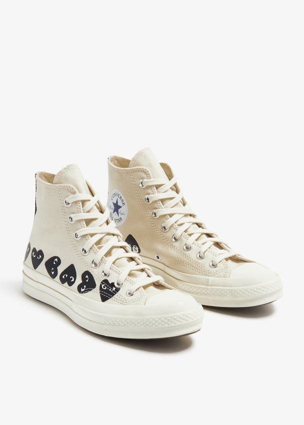 Comme des Garcons PLAY x Converse Chuck 70 Multi Heart sneakers for ADULT UNISEX Men Women Beige in Kuwait Level Shoes