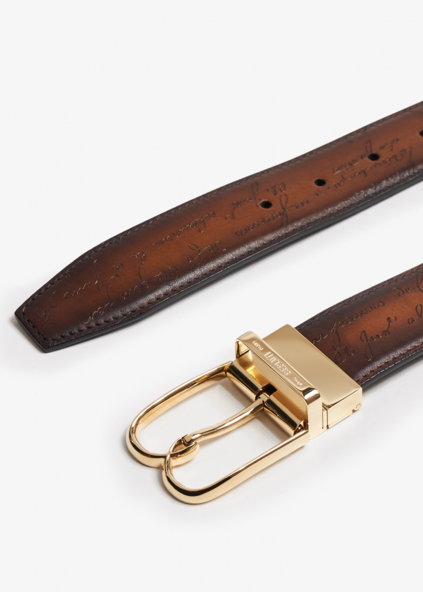 Berluti B Volute Scritto leather belt for Men - Brown in UAE | Level Shoes