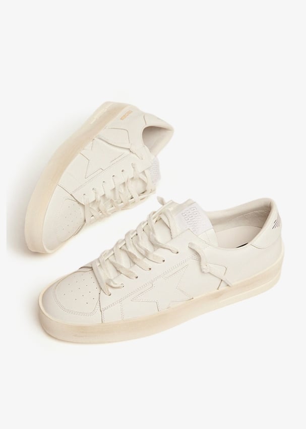 All white golden goose sneakers best sale