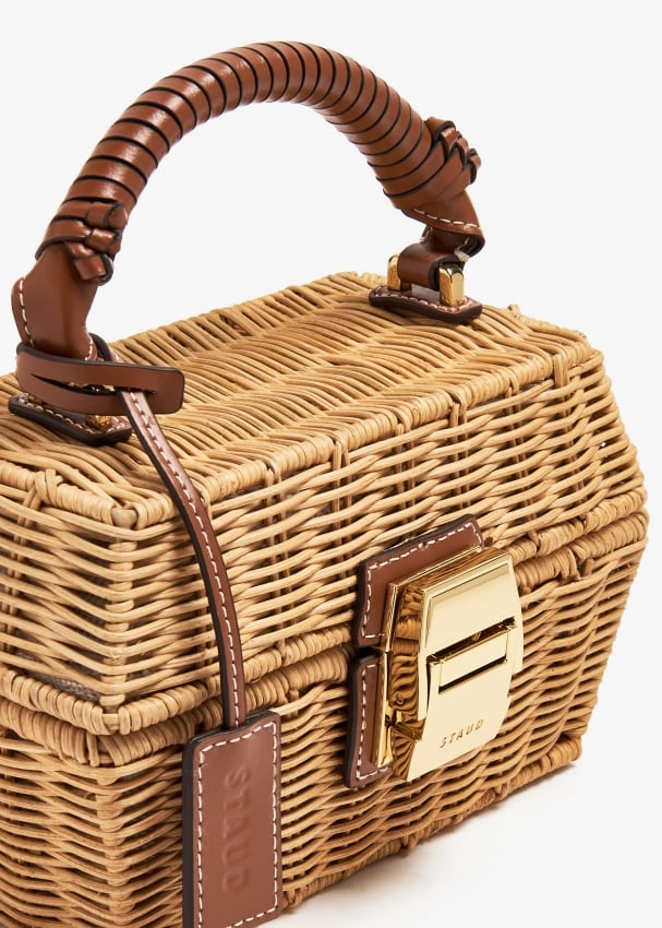 Staud Wicker Tackle box bag for Women - Beige in UAE | Level Shoes