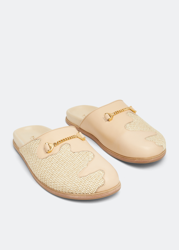 Hyusto Quincy raffia slippers for Men - Beige in UAE | Level Shoes
