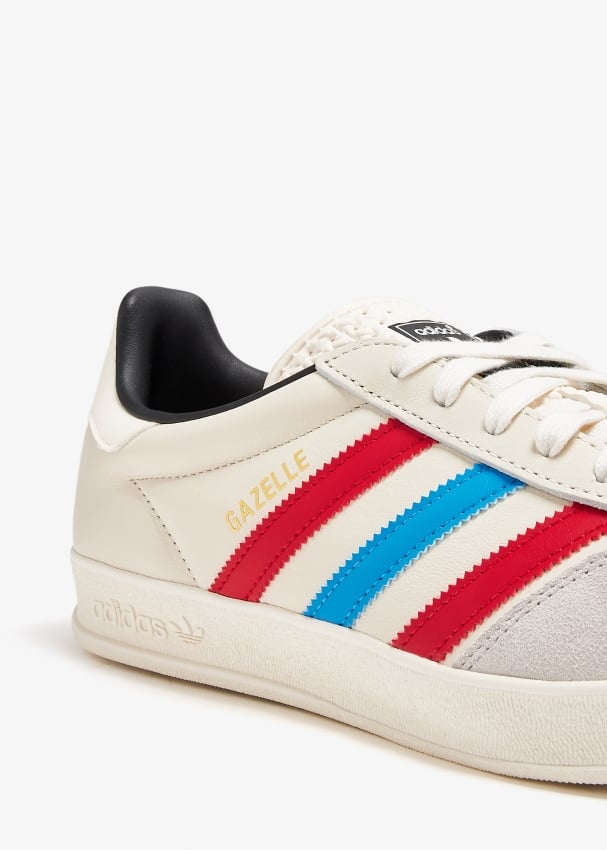 Mens adidas gazelle white leather trainers hotsell