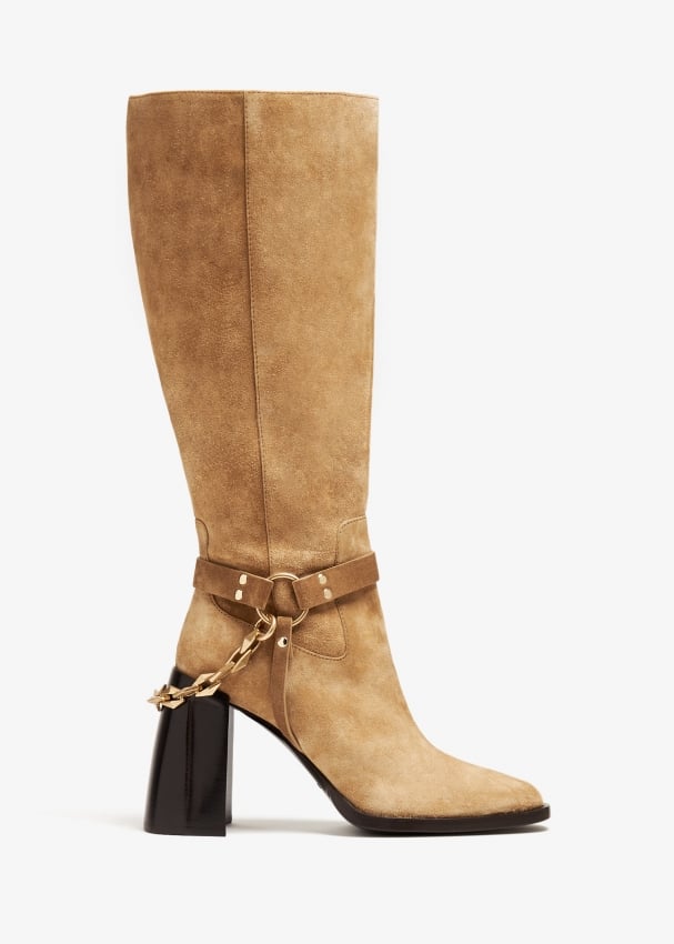 Jimmy Choo Isabelle knee high boots for Women Beige in UAE Level Shoes