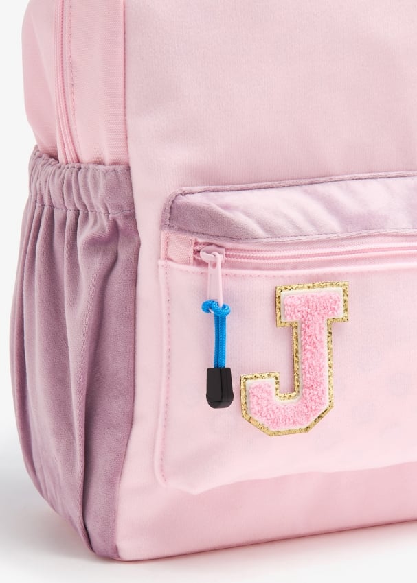 Becco Bags 3 Chenille Sparkle Letter J patch for Girl Pink in KSA Level Shoes