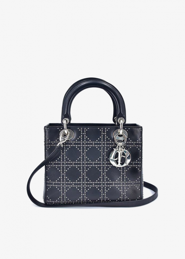 Lady dior black studded best sale