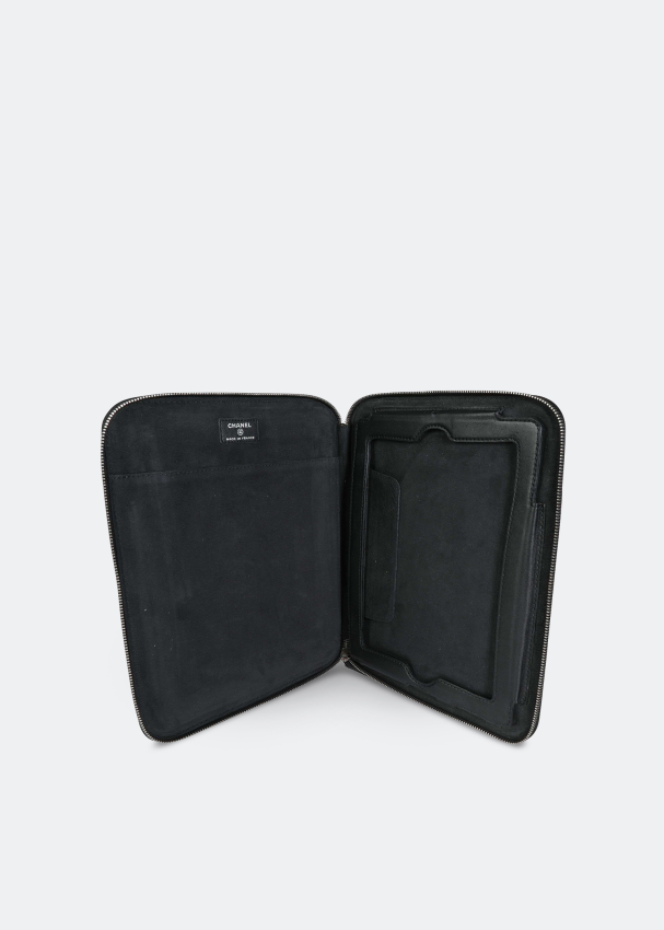 Chanel Black Leather Ipad Case
