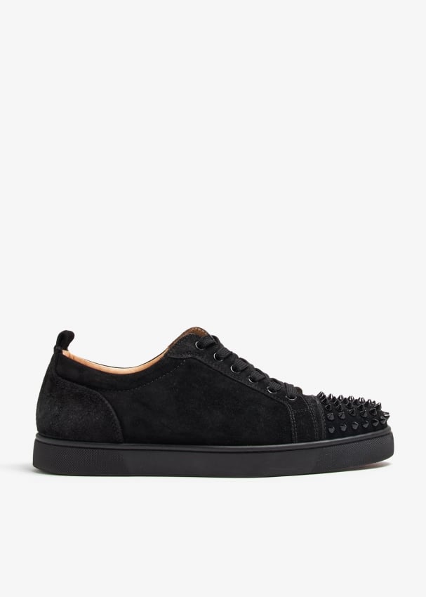 Black suede louboutin sneakers hotsell