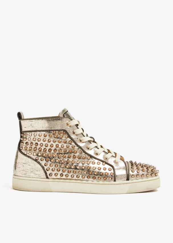 Gold louboutin sneakers best sale