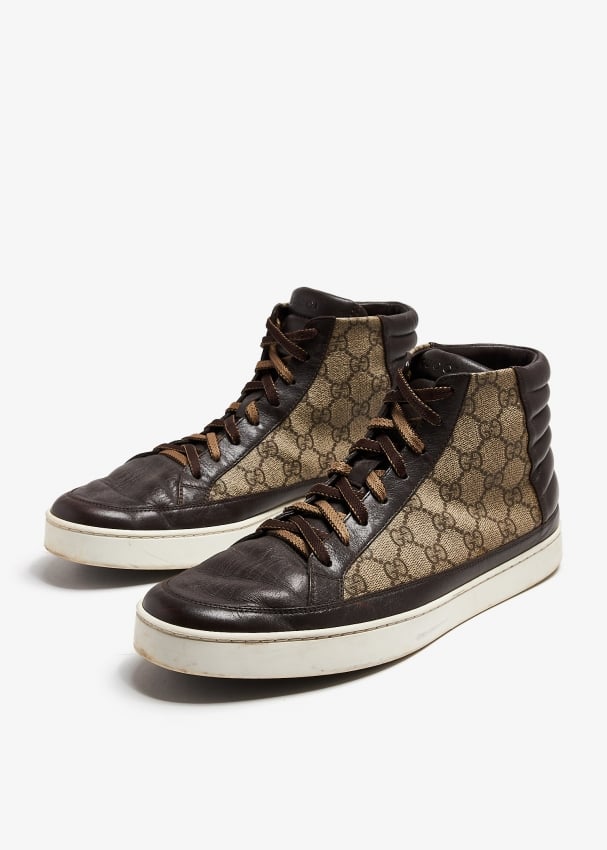 Gucci Pre Loved GG Supreme high top sneakers for Men Printed in KSA Level Shoes