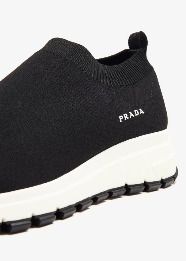 Prada Pre Loved Knit slip on sneakers for Women Black in KSA Level Shoes