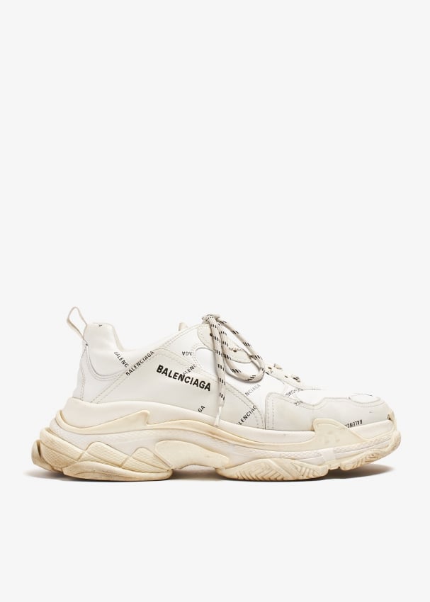 Balenciaga Pre Loved Triple S all over logo sneakers for Men White in KSA Level Shoes