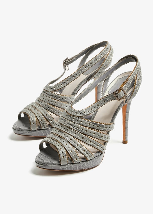 Dior Pre Loved Strappy platform sandals for Women Grey in Oman Level Shoes