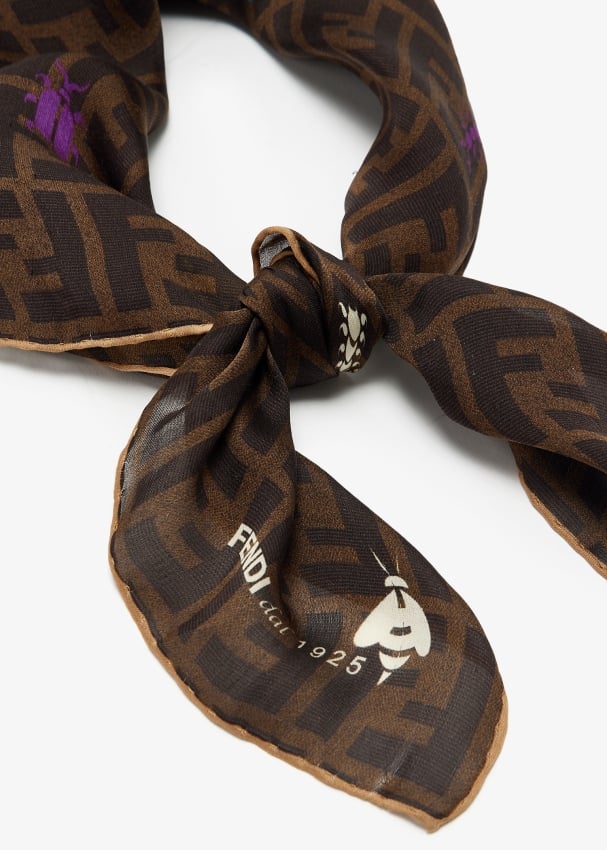 Fendi Pre Loved FF logo printed scarf for Women Brown in KSA Level Shoes