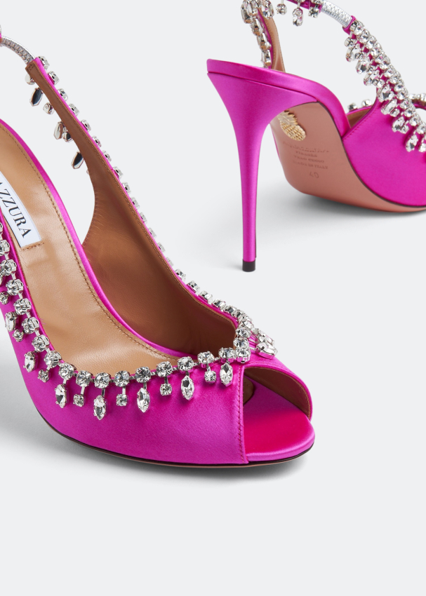 Aquazzura Temptation crystal 105 sandals Pink for Women Level | Shoes UAE - in