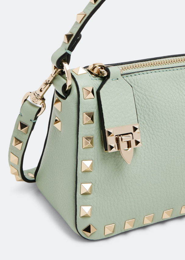 Rockstud Spike Calfskin Shoulder Bag for Woman in Green