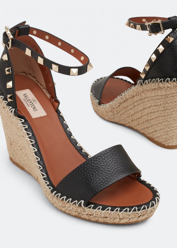 Valentino garavani rockstud leather double espadrille platform discount sandals