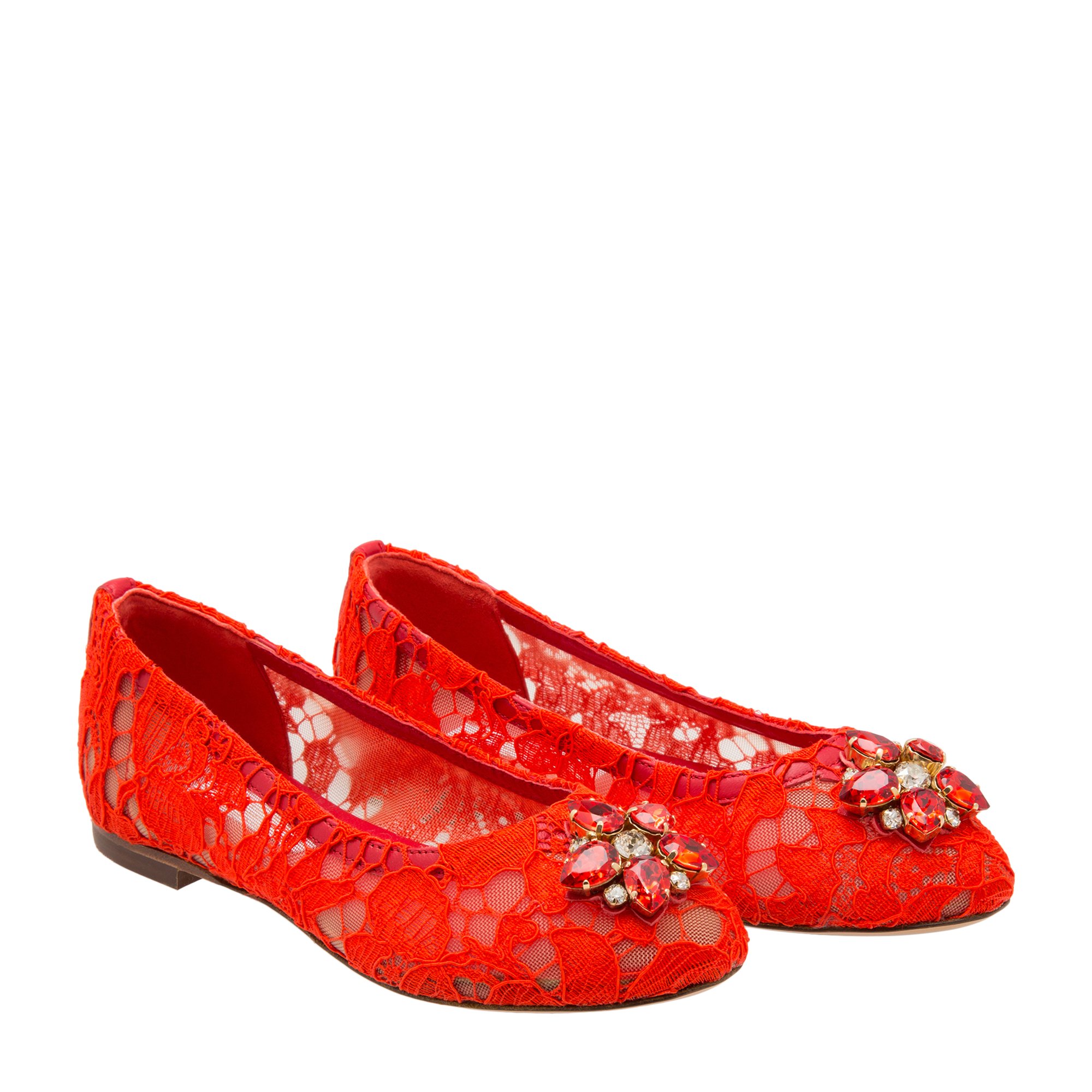 

Lace embellished flats, Red