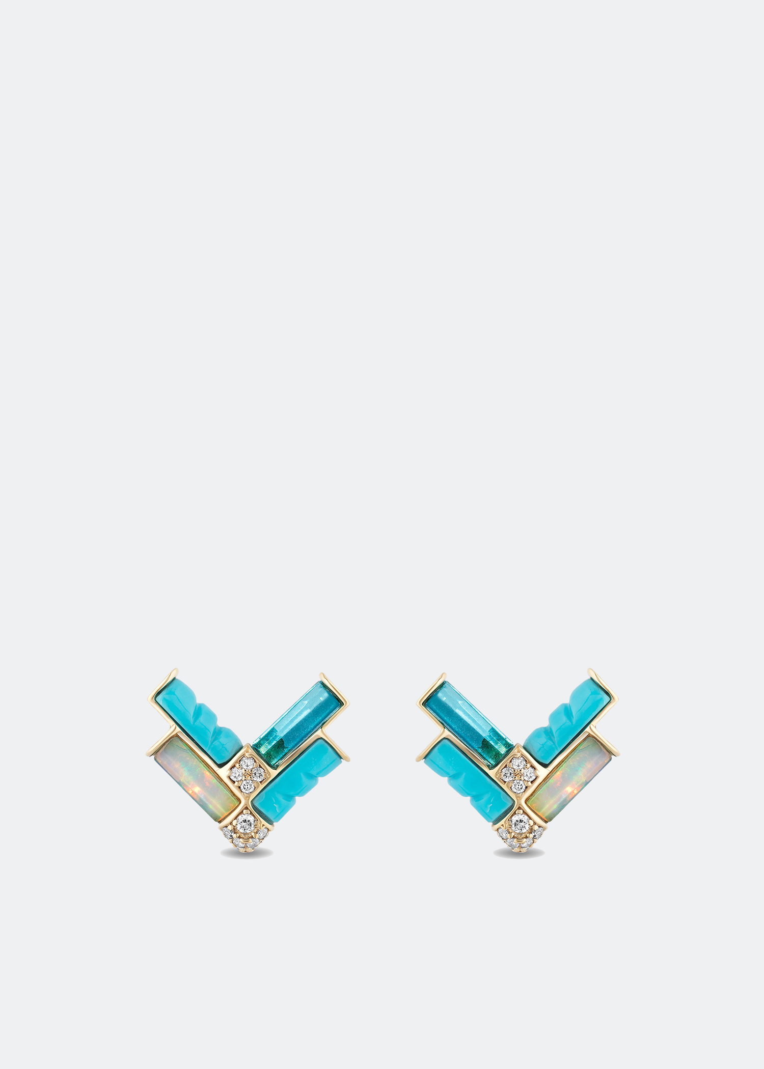 

DNA Chevron studs, Gold