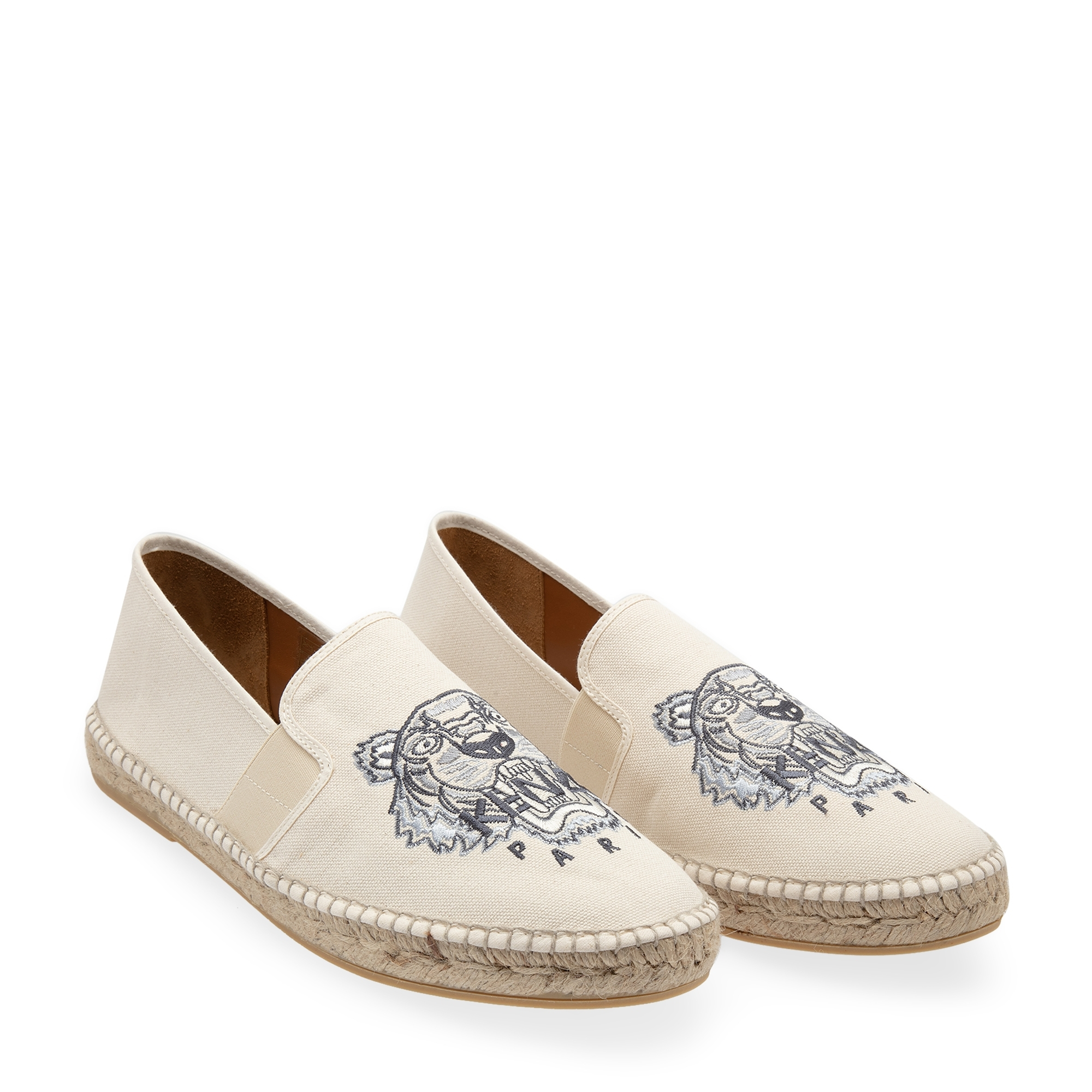 

Tiger canvas espadrilles, White