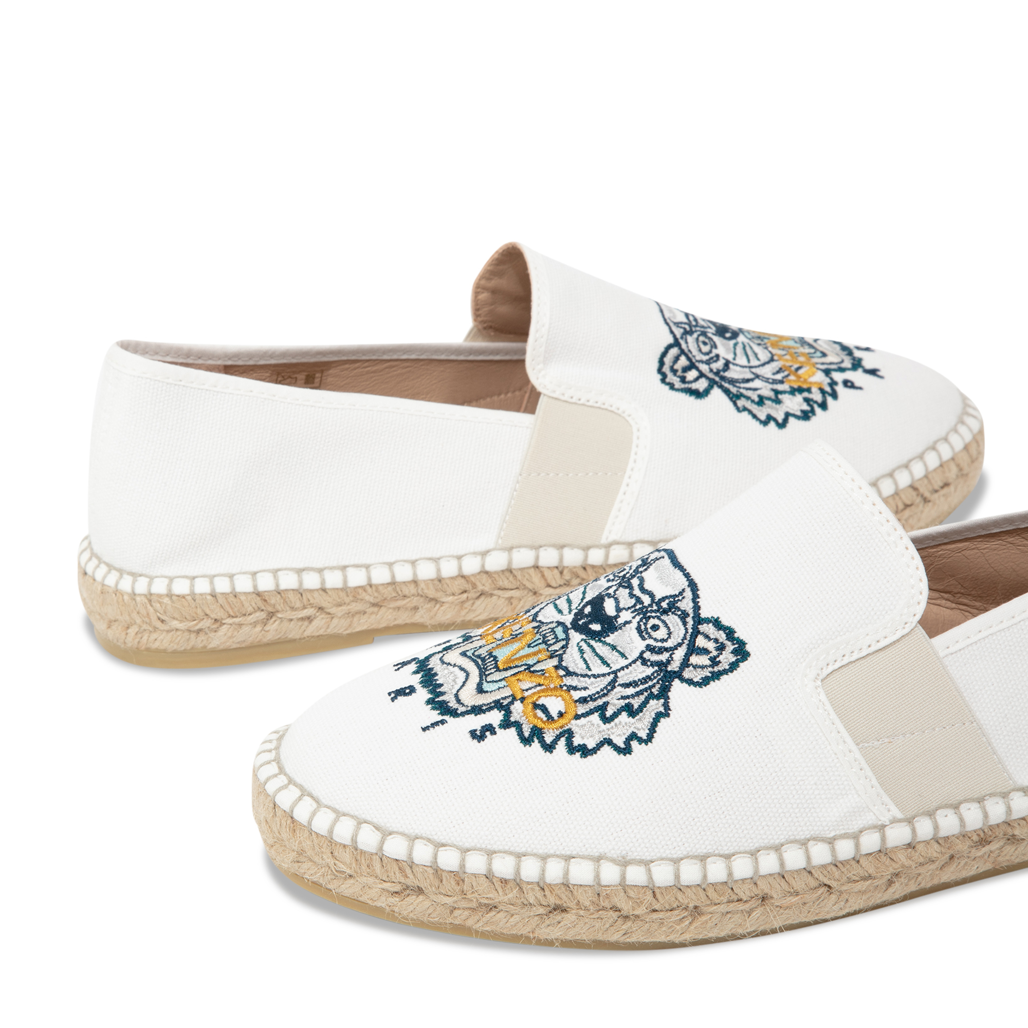 

Tiger elasticated espadrilles, White