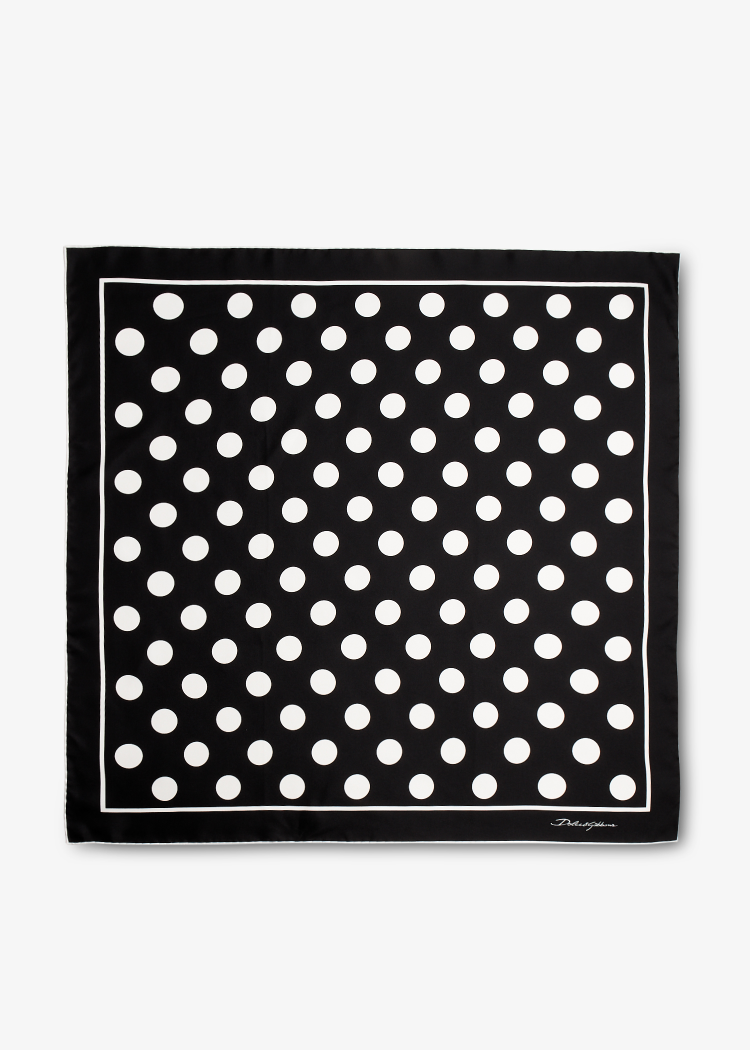 

Polka dot silk twill scarf, Black