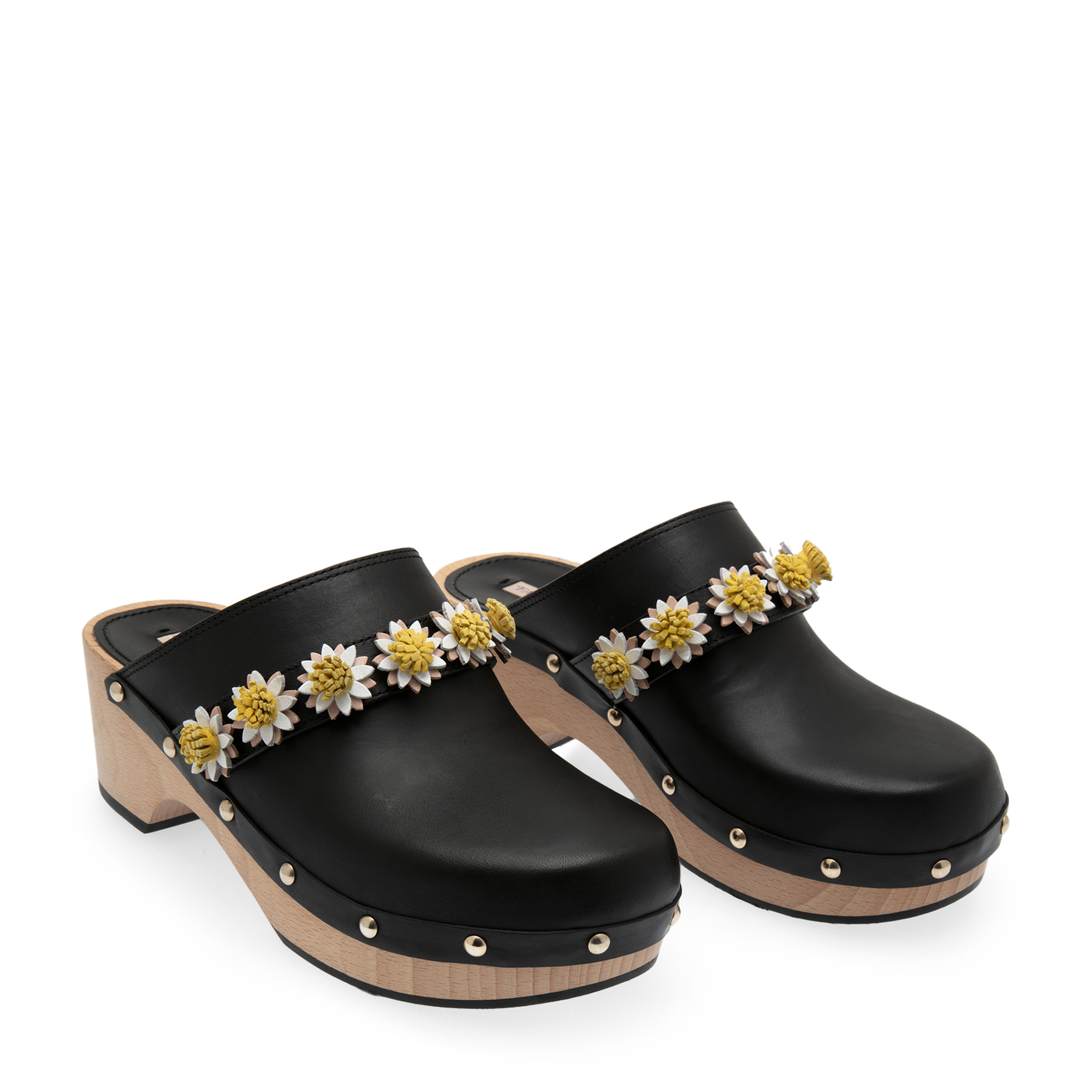 

Jean daisy clogs, Black