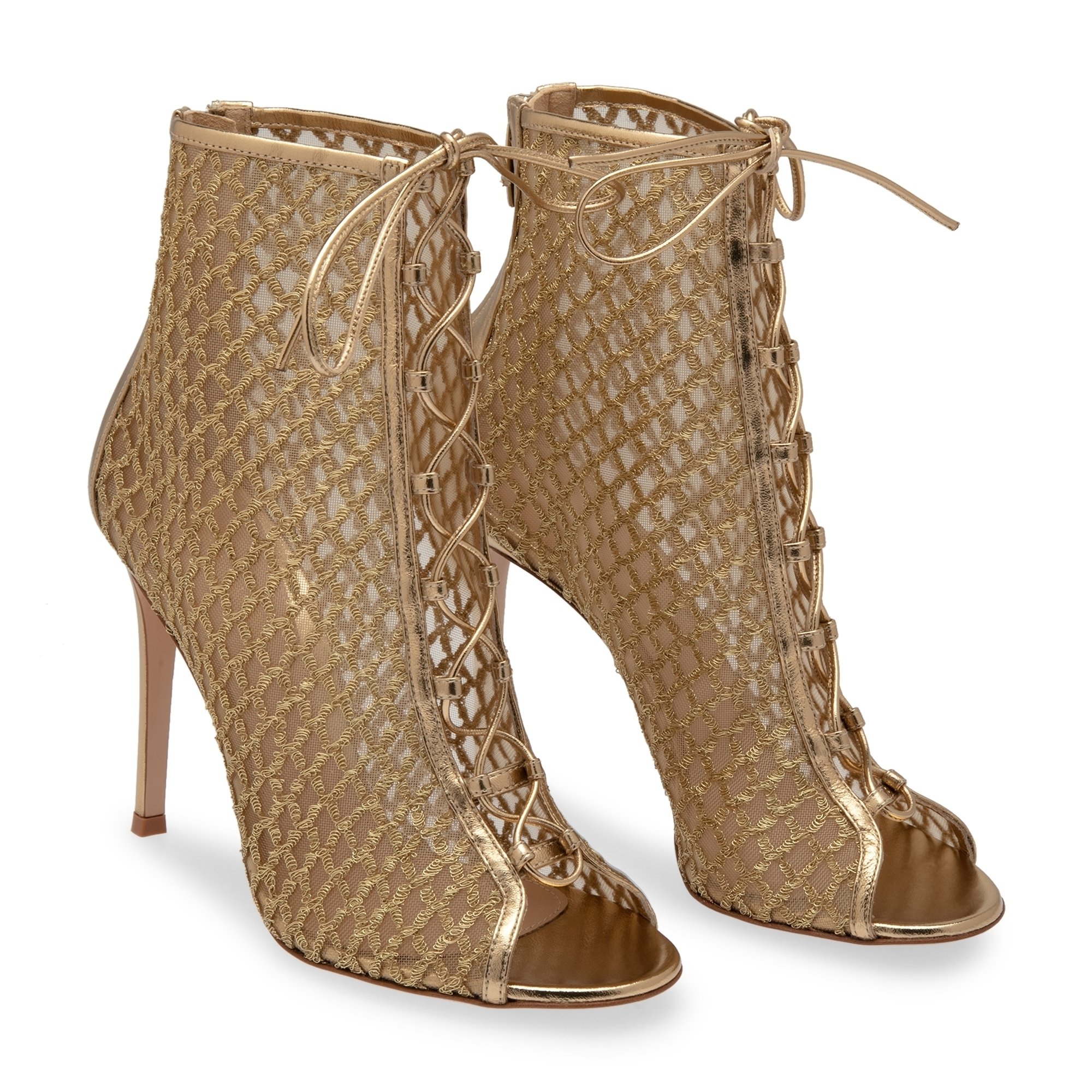 

Leather and mesh boots, Gold