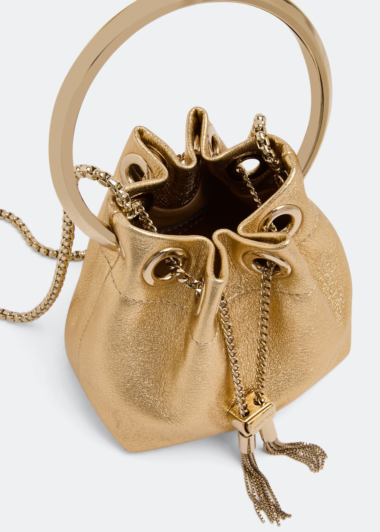 Jimmy Choo Micro Bon Bon bucket bag for Women - Gold in KSA | Level Shoes