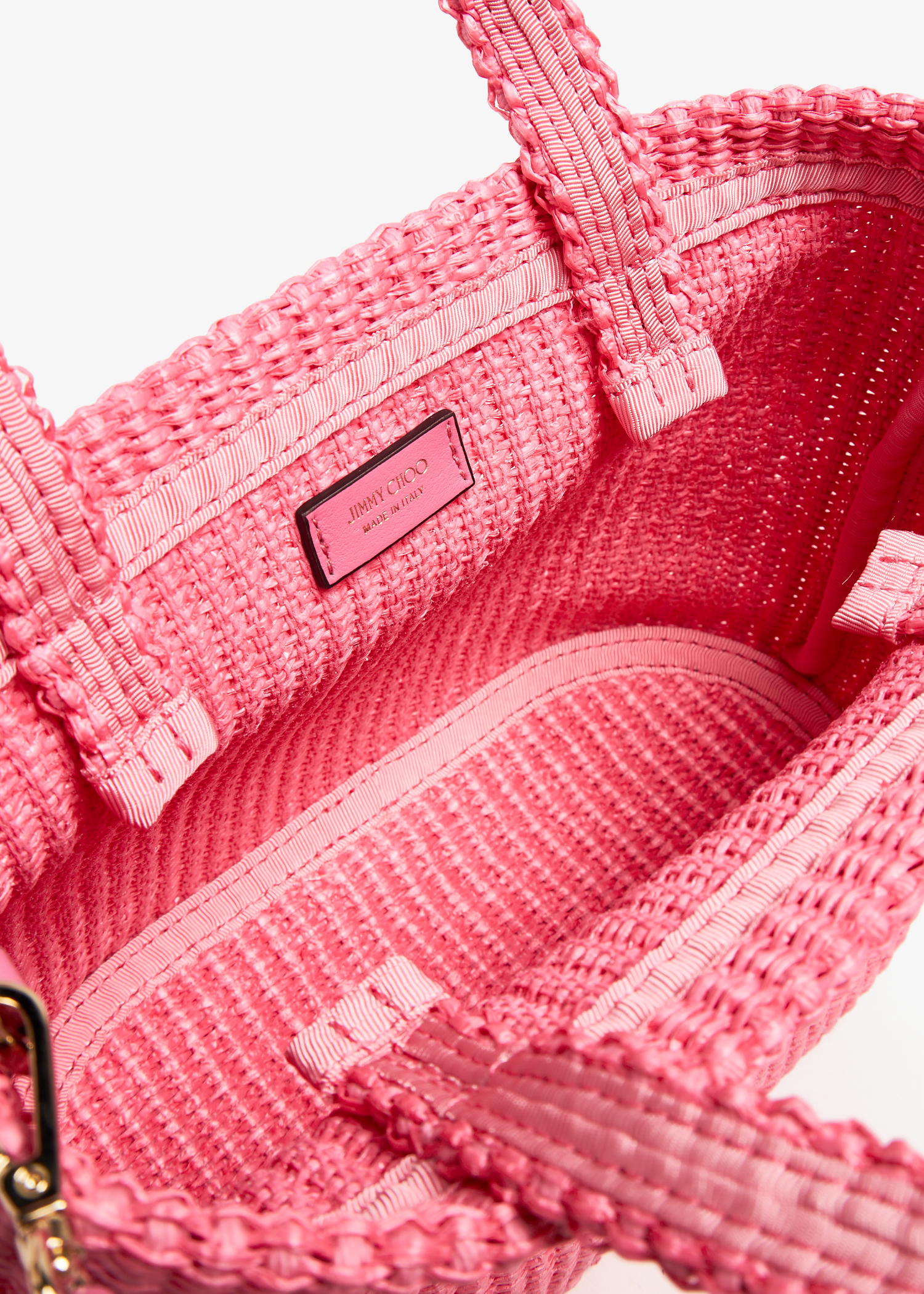 Jimmy Choo Raffia mini beach tote bag for Women - Pink in UAE